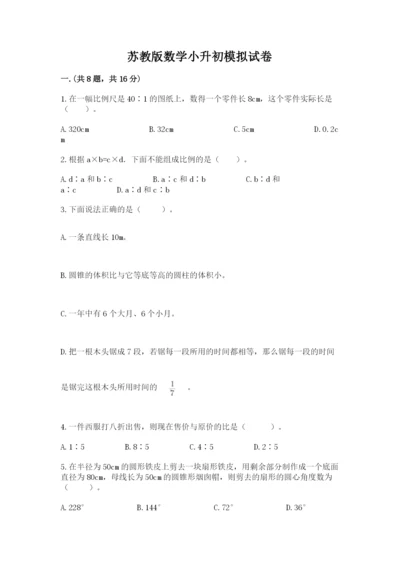 苏教版数学小升初模拟试卷精品【名师推荐】.docx