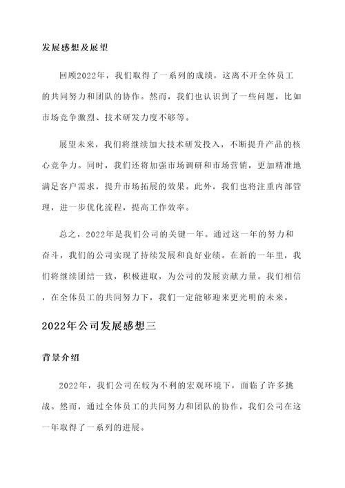 2022年公司发展感想