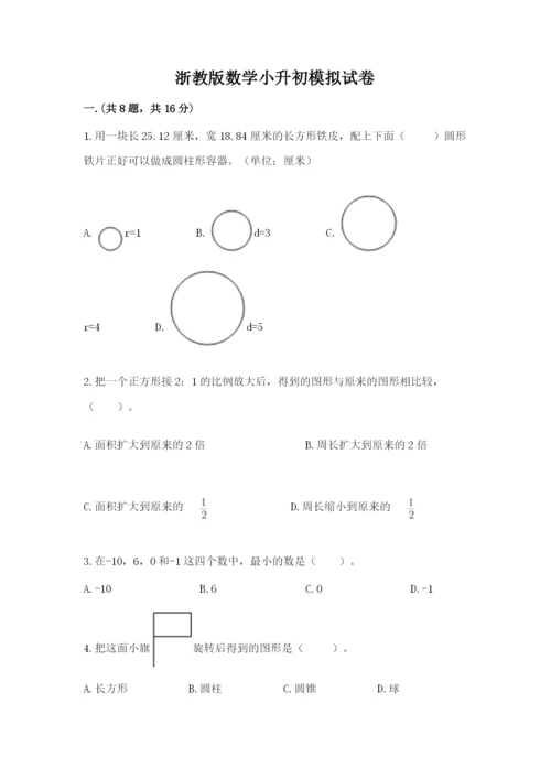 浙教版数学小升初模拟试卷及完整答案（典优）.docx