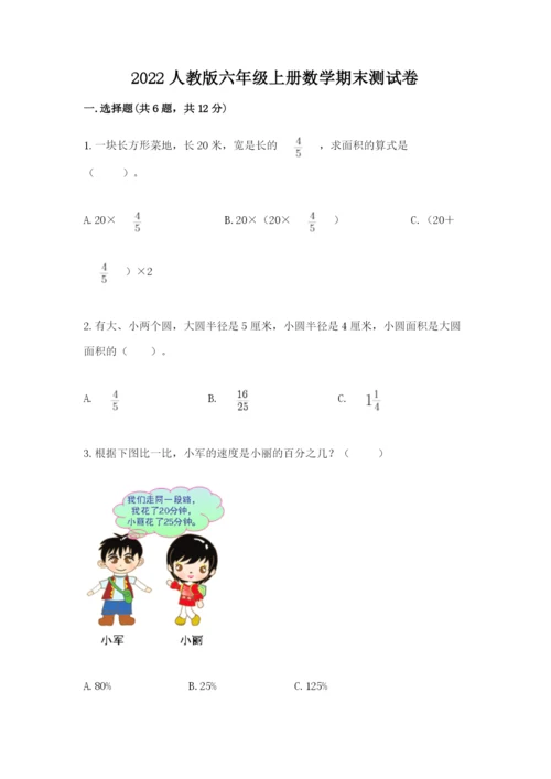 2022人教版六年级上册数学期末测试卷【精选题】.docx