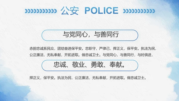 蓝色莫兰迪风格警察民警个人总结动态PPT模板