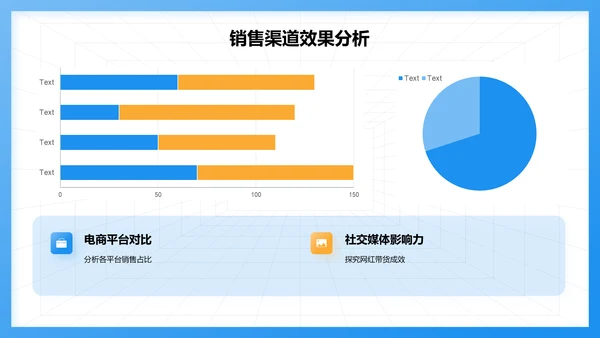 蓝色3D风电商节后数据分析PPT模板