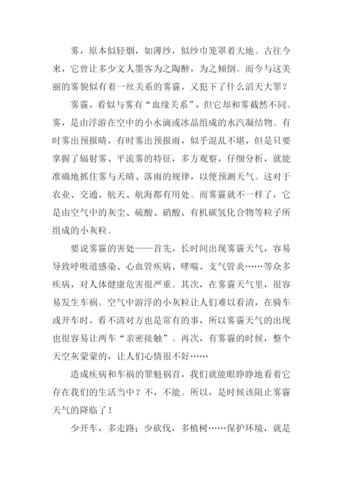 小学生写雾霾的作文.docx
