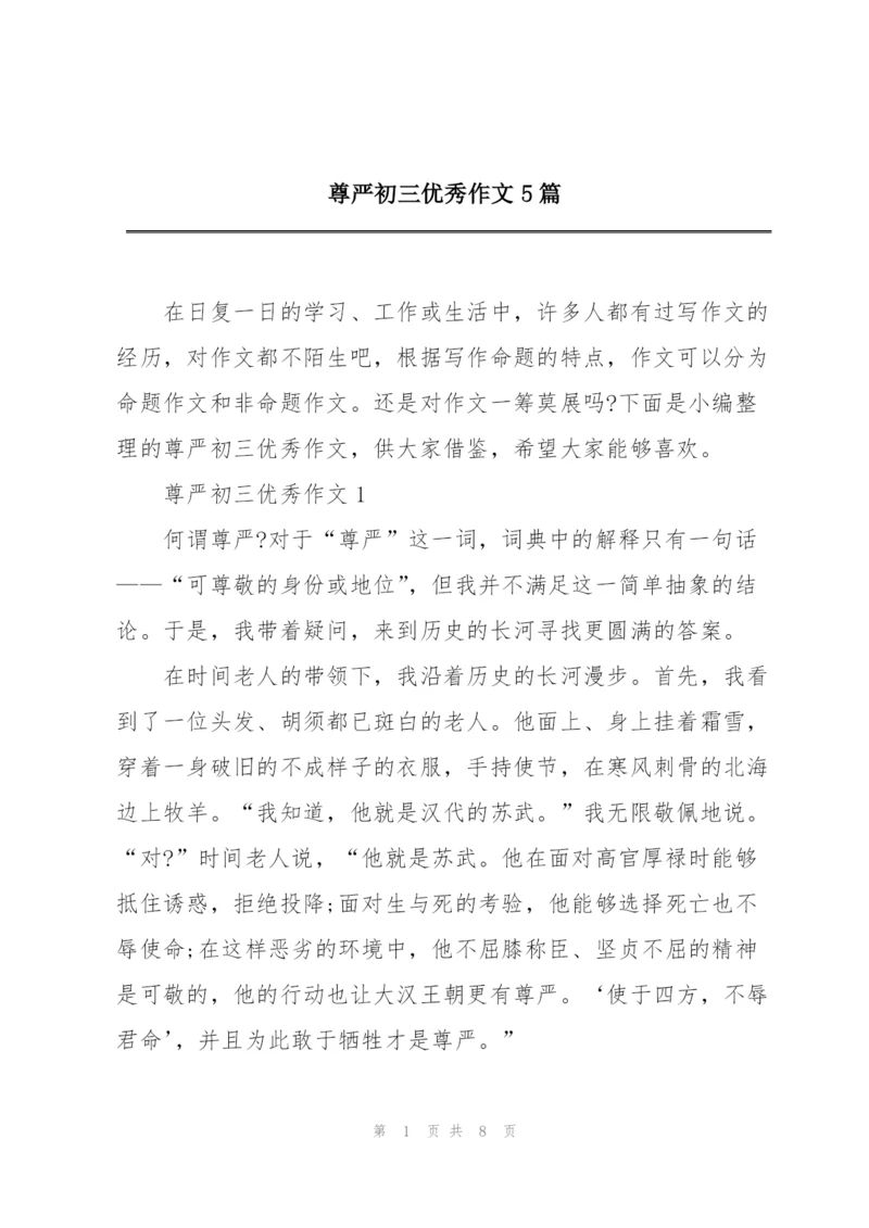 尊严初三优秀作文5篇.docx