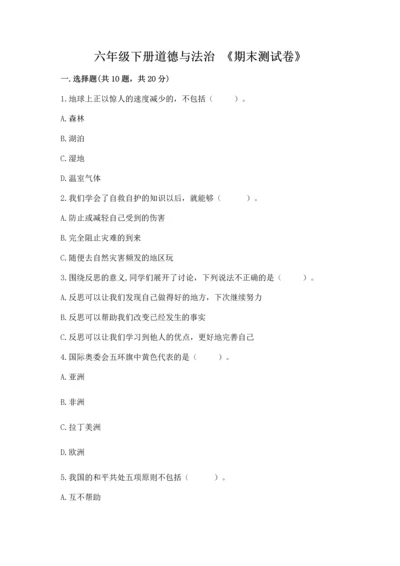 六年级下册道德与法治 《期末测试卷》带答案（突破训练）.docx