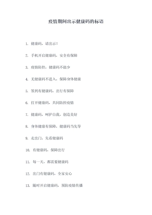 疫情期间出示健康码的标语