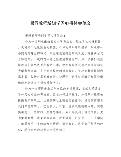 暑假教师培训学习心得体会范文.docx