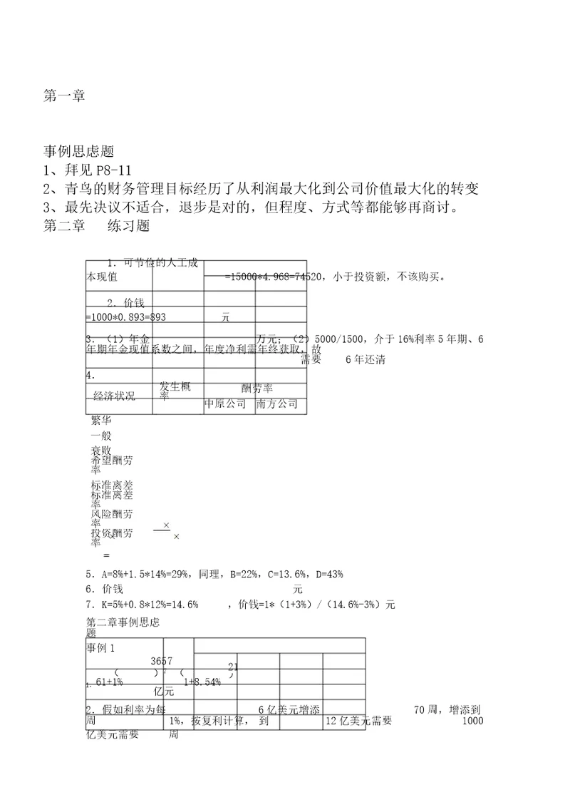 财务管理第三版课后题答案