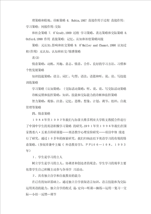 中小学英语学习策略的研究