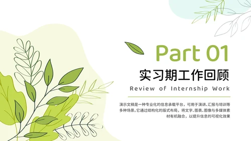 小清新试用期实习转正述职申请汇报