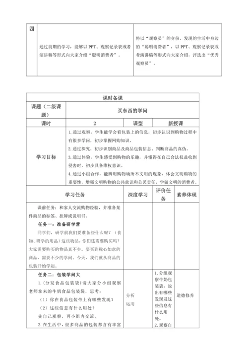 【大单元教学设计】统编版四年级下册道德与法治 第二单元备课教案