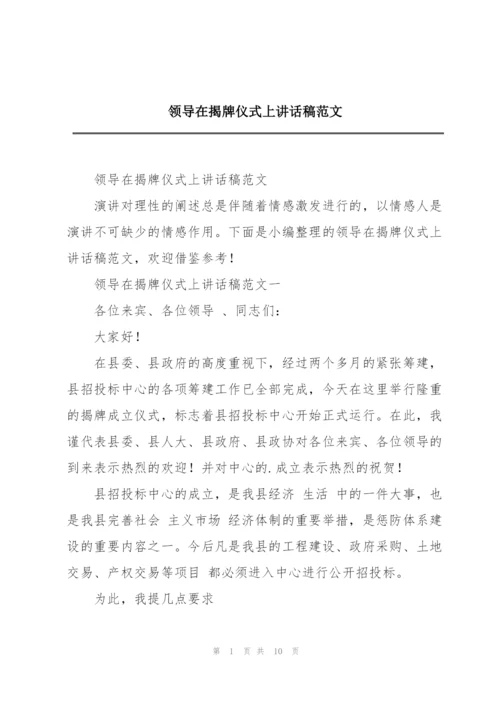 领导在揭牌仪式上讲话稿范文.docx