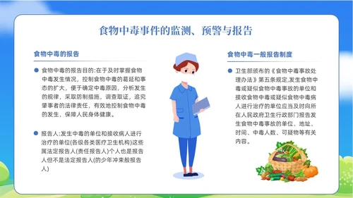 蓝色清新食物中毒应急预案医疗培训PPT模板