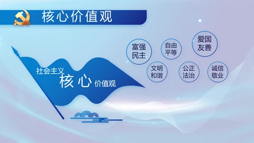 蓝色党建党支部年终工作总结PPT党课