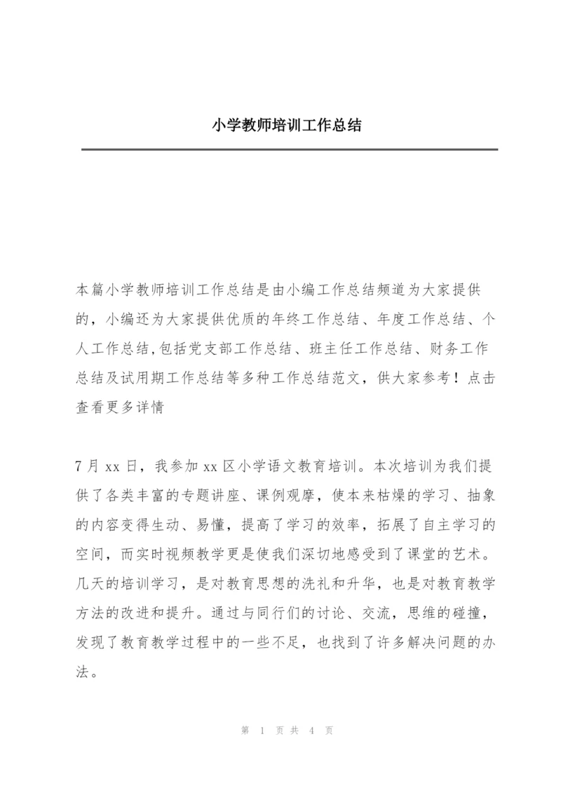 小学教师培训工作总结.docx