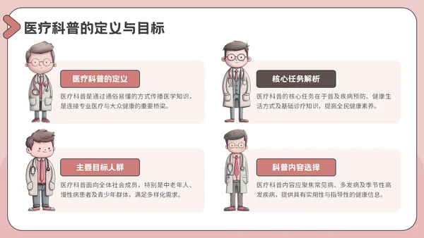 粉色插画风医疗教育科普PPT模板
