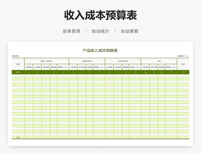 收入成本预算表