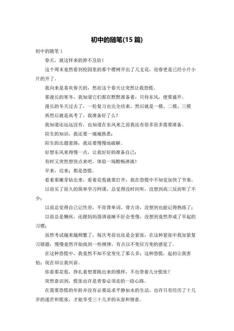 初中的随笔(15篇).docx