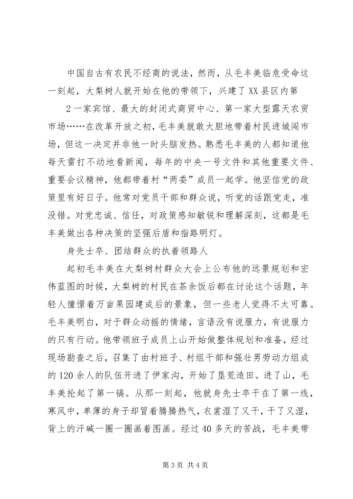 学习毛丰美同志先进事迹心得体会：以实干精神为动力精选.docx