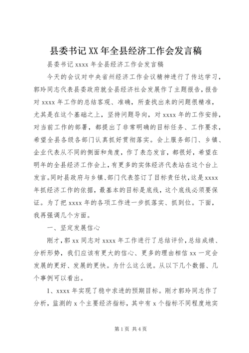 县委书记XX年全县经济工作会发言稿.docx