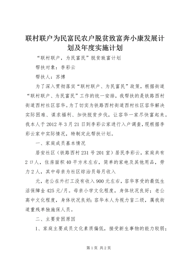 联村联户为民富民农户脱贫致富奔小康发展计划及年度实施计划.docx