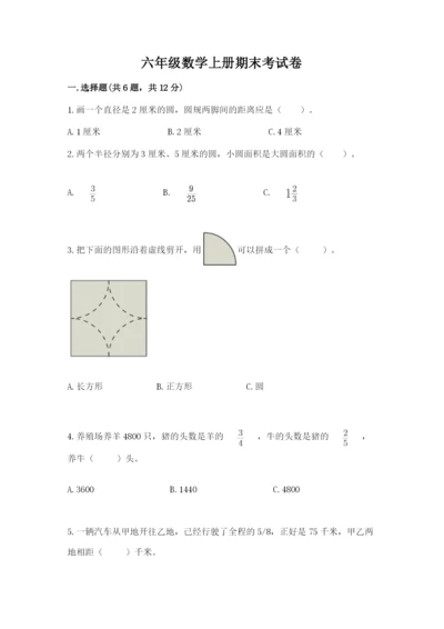 六年级数学上册期末考试卷含答案【培优a卷】.docx