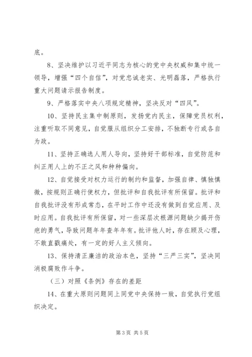 对照党章党规找差距专题会议个人查摆材料（XX年9月）.docx