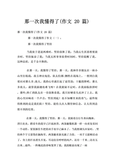 那一次我懂得了(作文20篇)