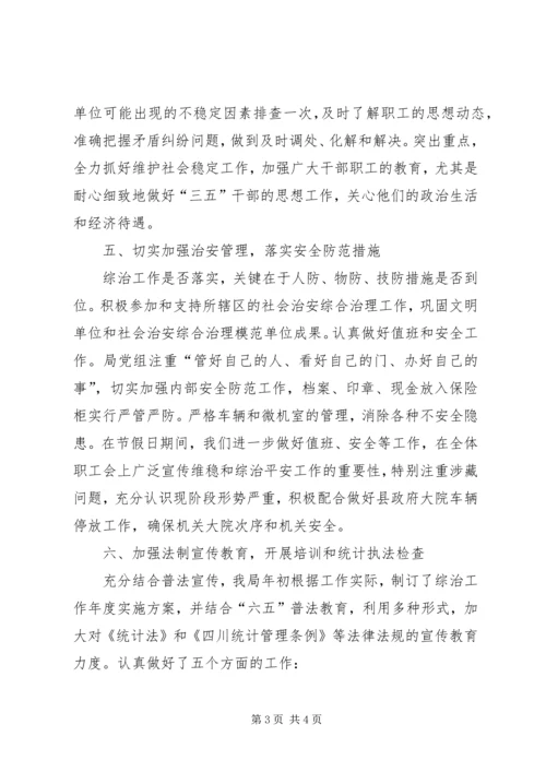 县统计局社会治安综合治理工作报告.docx
