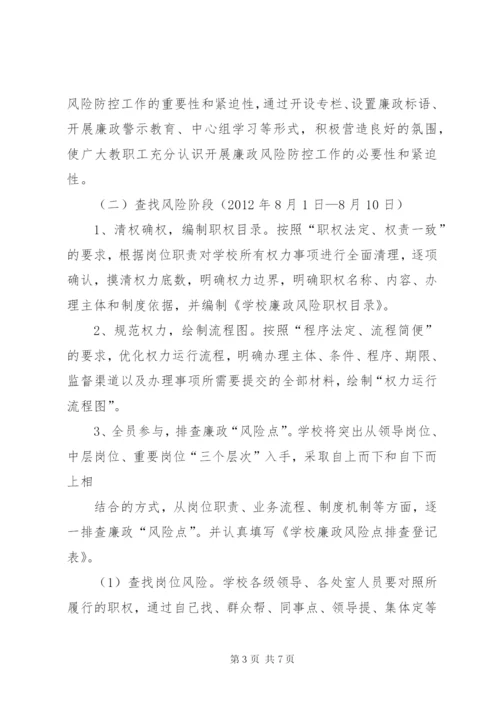 学校开展廉政风险防控工作实施方案 (5).docx