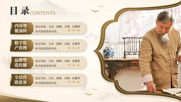 棕色中国风中医养生中草药应用PPT模板