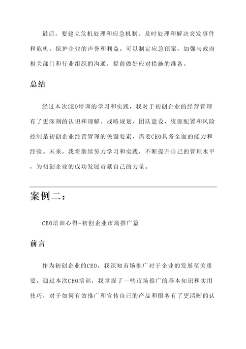 初创企业ceo培训心得