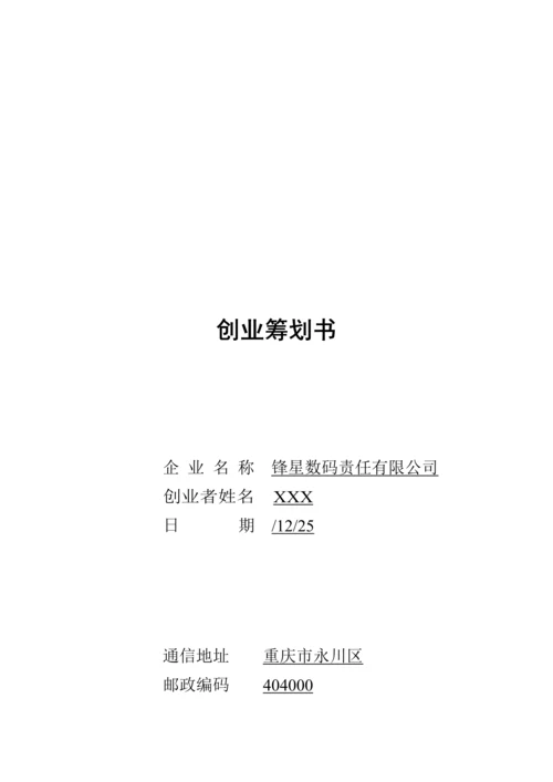 数码公司创业综合计划书.docx