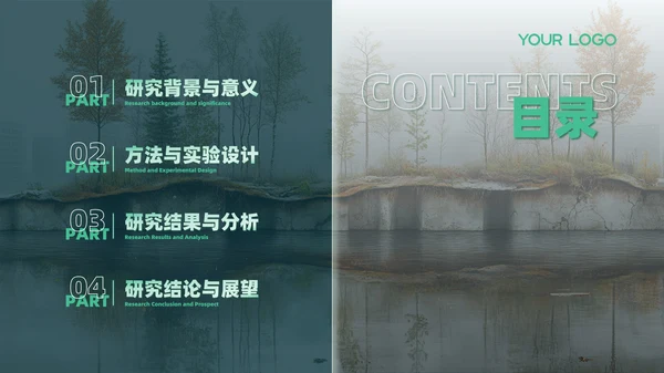 绿色课题研究毕业答辩PPT模板