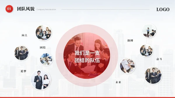 红色简约飘带商务公司介绍企业介绍公司简介企业宣传ppt模板