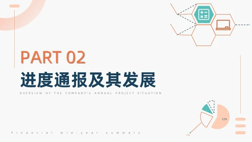 橙色简约商务风财务汇报总结商务汇报PPT模板年中总结