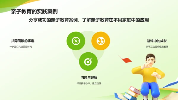 绿色3D风亲子教育PPT模板