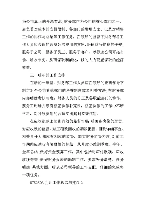 会计工作总结与建议