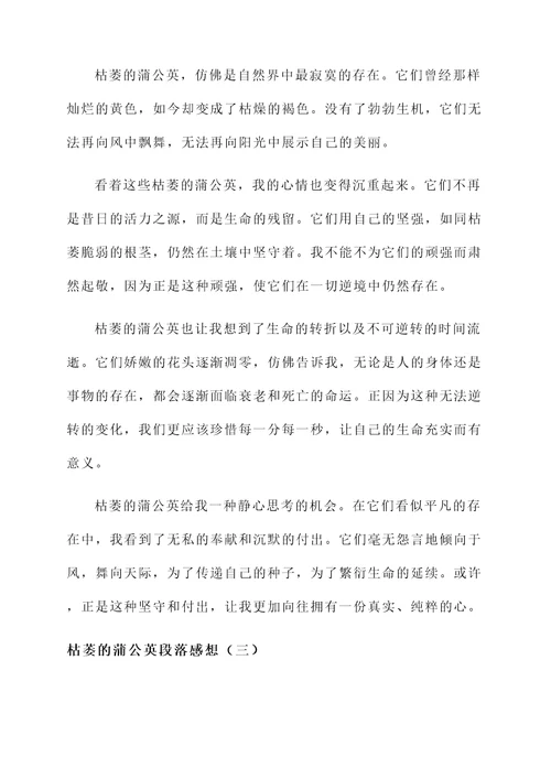 枯萎的蒲公英段落感想