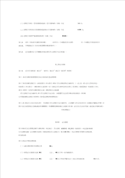 江苏赣榆农村商业银行员工违规行为记分积分考核办法