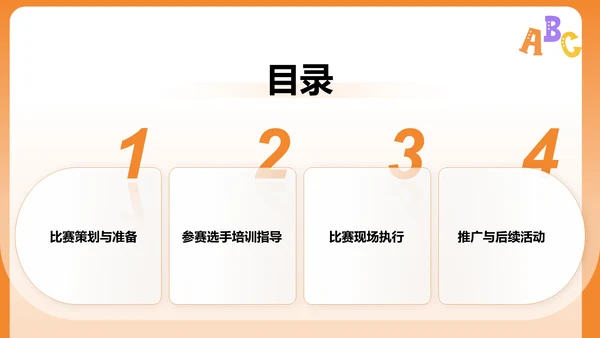 橙色插画英语演讲比赛流程设计PPT模板