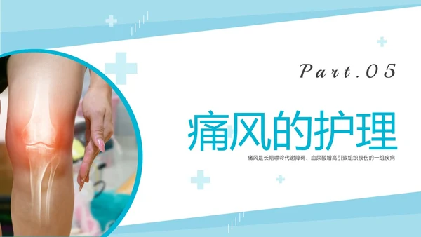 蓝色实拍商务风痛风性关节炎护理ppt
