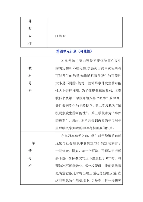 人教版数学五年级上册单元教学计划（1-4单元）.docx