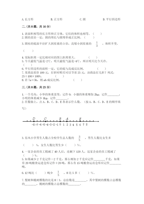 人教版数学六年级下册试题期末模拟检测卷精品【实用】.docx