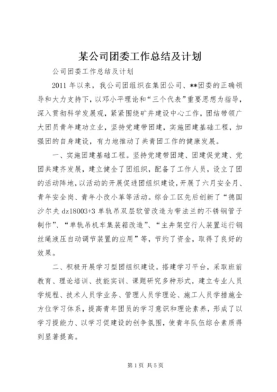 某公司团委工作总结及计划 (2).docx