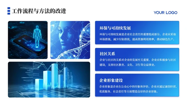 蓝色简约风工作成果与自我评价
