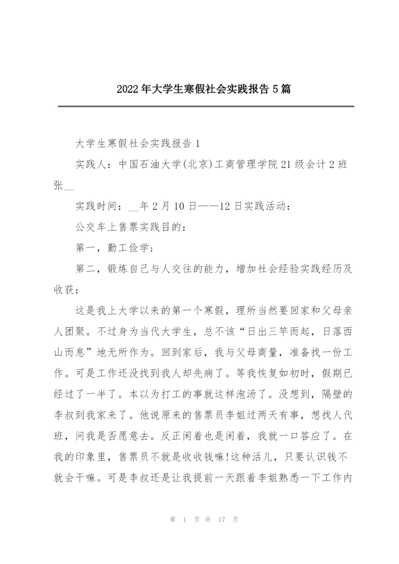 2022年大学生寒假社会实践报告5篇.docx