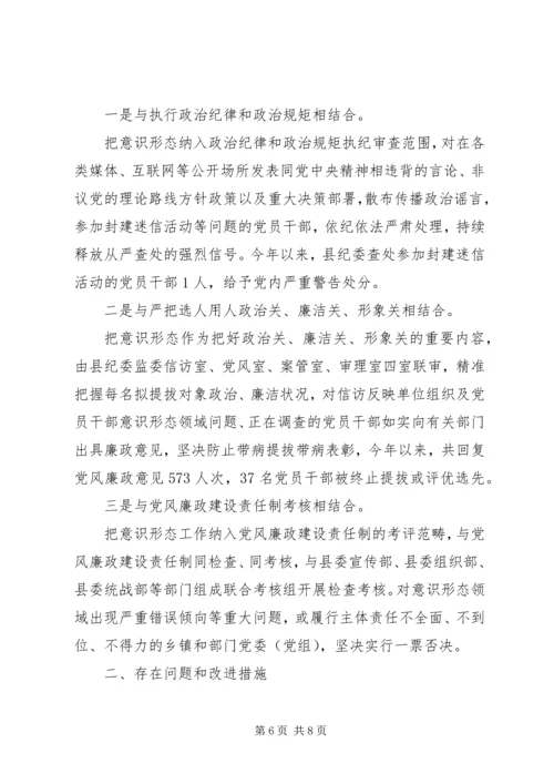 县纪委监委落实意识形态工作报告.docx