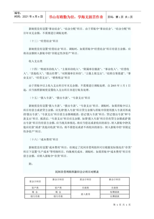 财政部关于印发民间非营利组织新旧会计制度有关衔接问题的处理规定.docx