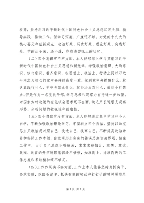 守初心担使命民主生活会个人对照检查材料两篇.docx